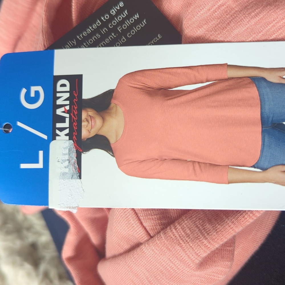 L: Kirkland Signature 3/4 cotton slub t-shirt